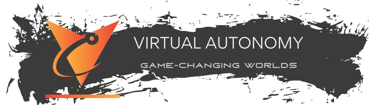 Virtual Autonomy logo and slogan reading as game-changing worls